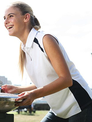 Team Essentials-Ladies Sleeveless Contrast Polo