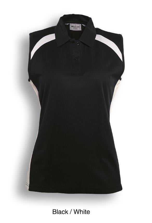 Team Essentials-Ladies Sleeveless Contrast Polo