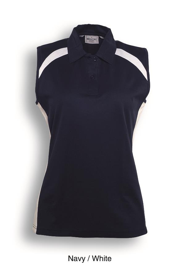 Team Essentials-Ladies Sleeveless Contrast Polo