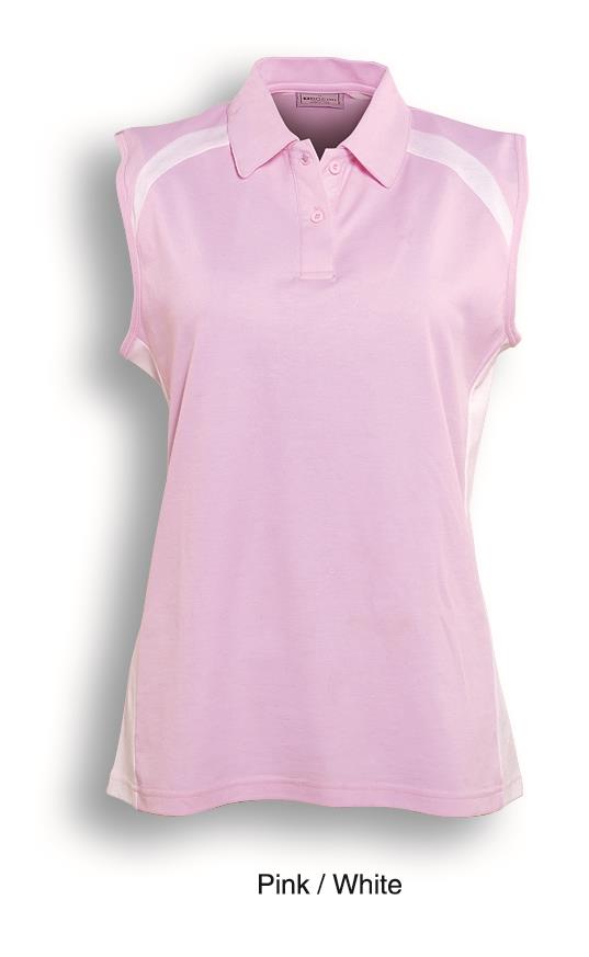 Team Essentials-Ladies Sleeveless Contrast Polo