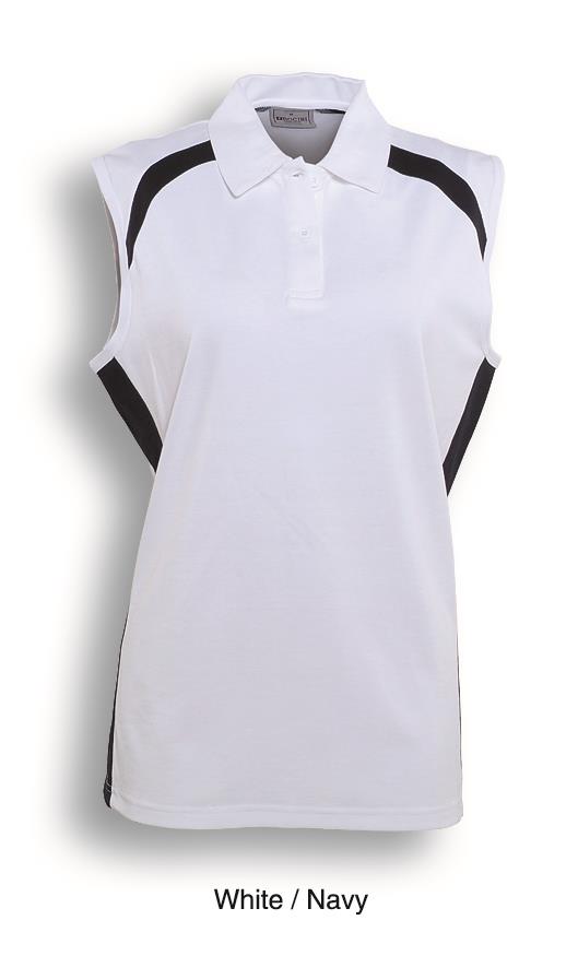 Team Essentials-Ladies Sleeveless Contrast Polo