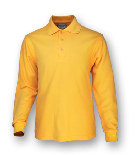 Plain Colour Poly Face Cotton Backing Long Sleeve Polo