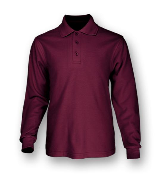 Plain Colour Poly Face Cotton Backing Long Sleeve Polo