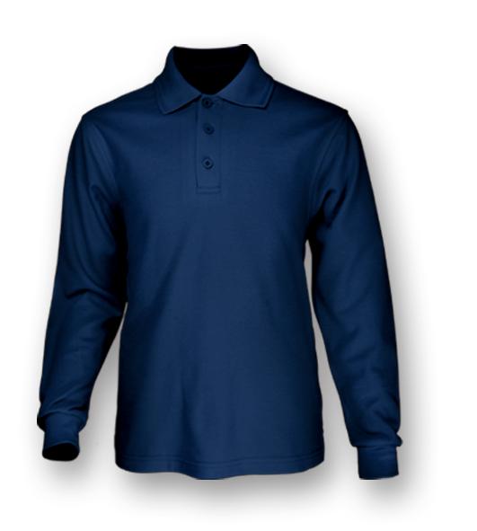 Plain Colour Poly Face Cotton Backing Long Sleeve Polo
