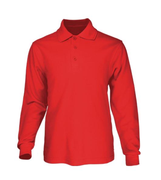 Plain Colour Poly Face Cotton Backing Long Sleeve Polo