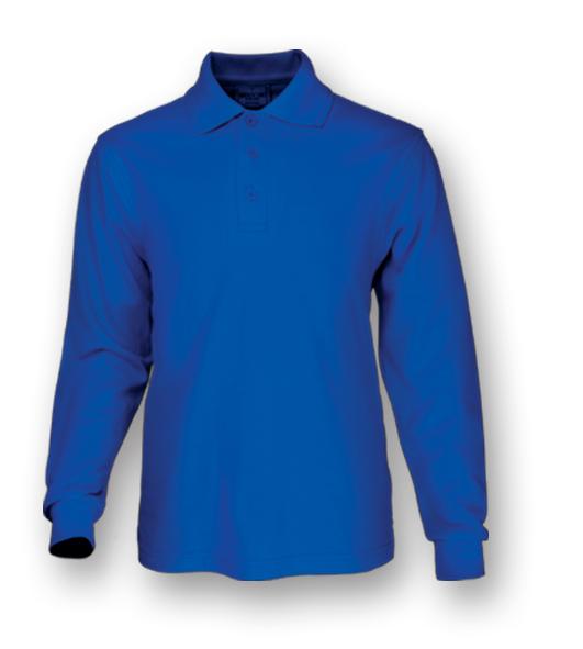 Plain Colour Poly Face Cotton Backing Long Sleeve Polo