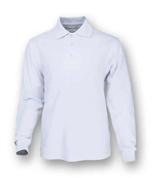 Plain Colour Poly Face Cotton Backing Long Sleeve Polo