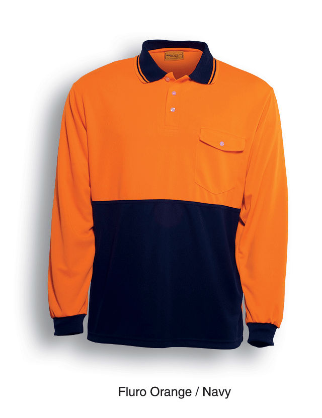 Unisex Adults Hi-Vis Safety Polo - Long Sleeve