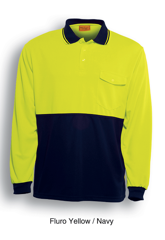 Unisex Adults Hi-Vis Safety Polo - Long Sleeve