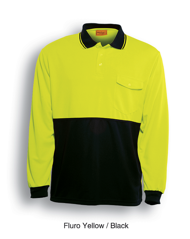 Unisex Adults Hi-Vis Safety Polo - Long Sleeve