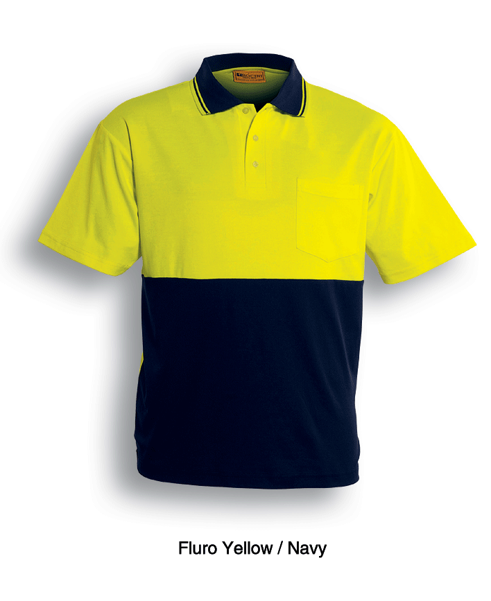 Unisex Adults Hi-Vis Polyface / Cotton Back Polo - S/S