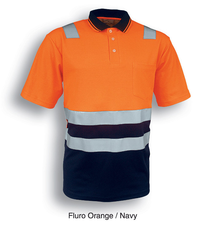Unisex Adults Hi-Vis Polyface / Cotton Back Polo With Reflective Tape