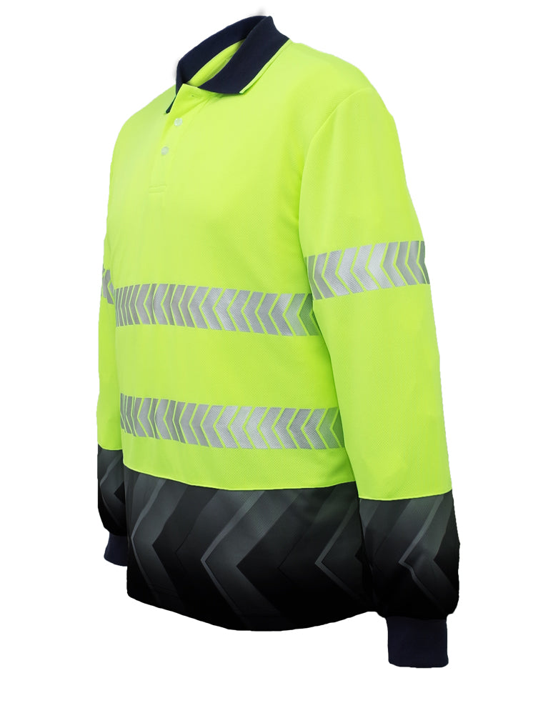 Unisex Adults Hi-Vis L/S Sublimated Reflective Polo
