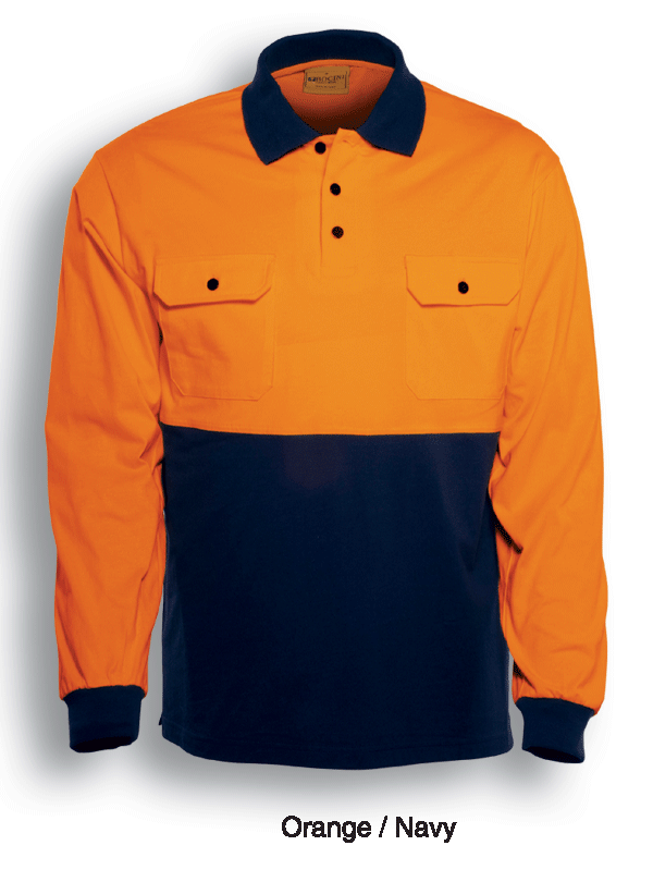 Unisex Adults Hi-Vis Cotton Jersey Polo L/S