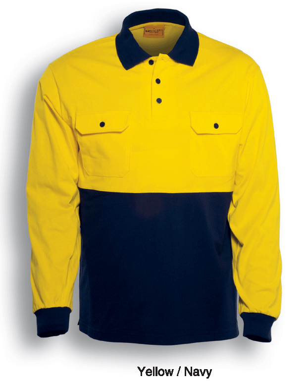 Unisex Adults Hi-Vis Cotton Jersey Polo L/S
