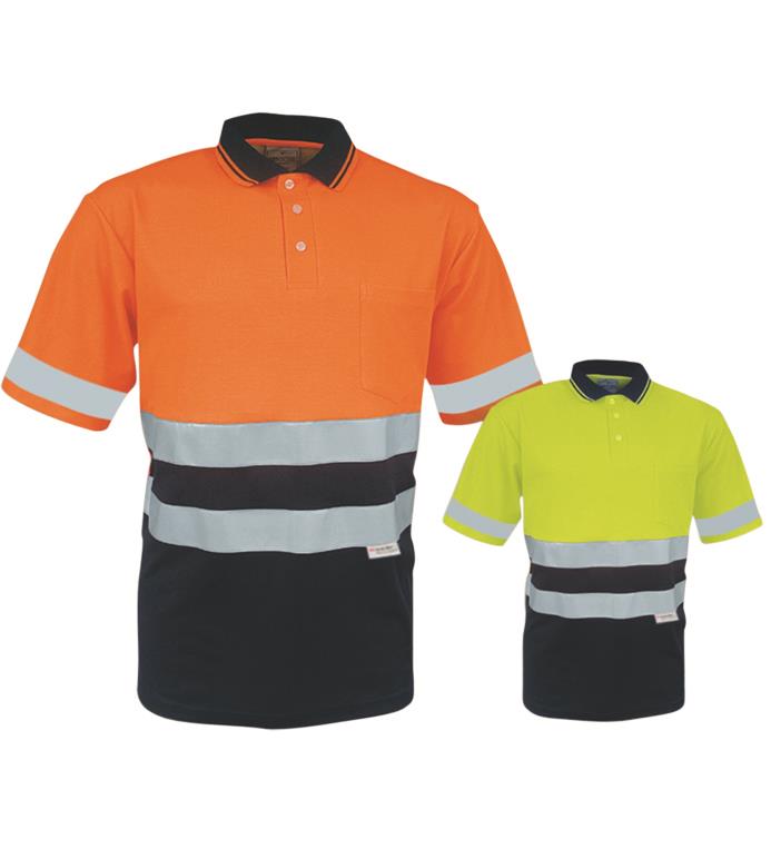 Unisex Adults Hi-Vis Polyface / Cotton back Polo With 3M Reflective Tape
