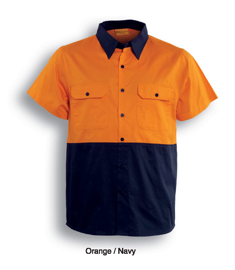 Unisex Adults Hi-Vis Cotton Twill Shirt S/S