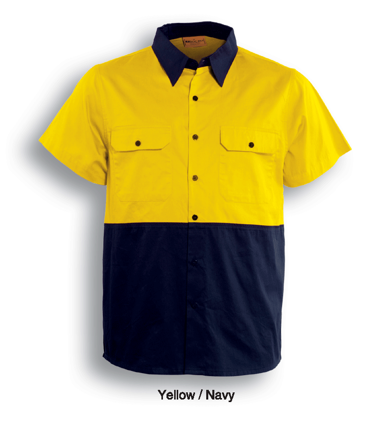Unisex Adults Hi-Vis Cotton Twill Shirt S/S