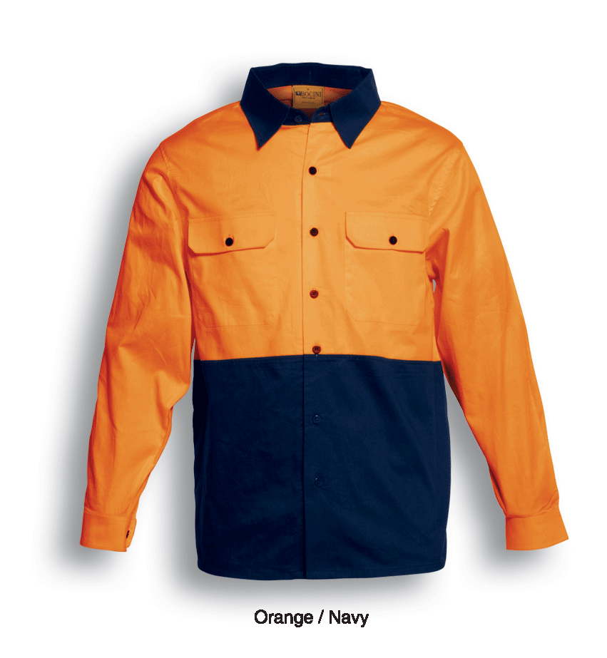 Unisex Adults Hi-Vis Cotton Twill Shirt L/S