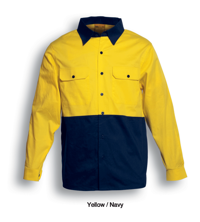 Unisex Adults Hi-Vis Cotton Twill Shirt L/S
