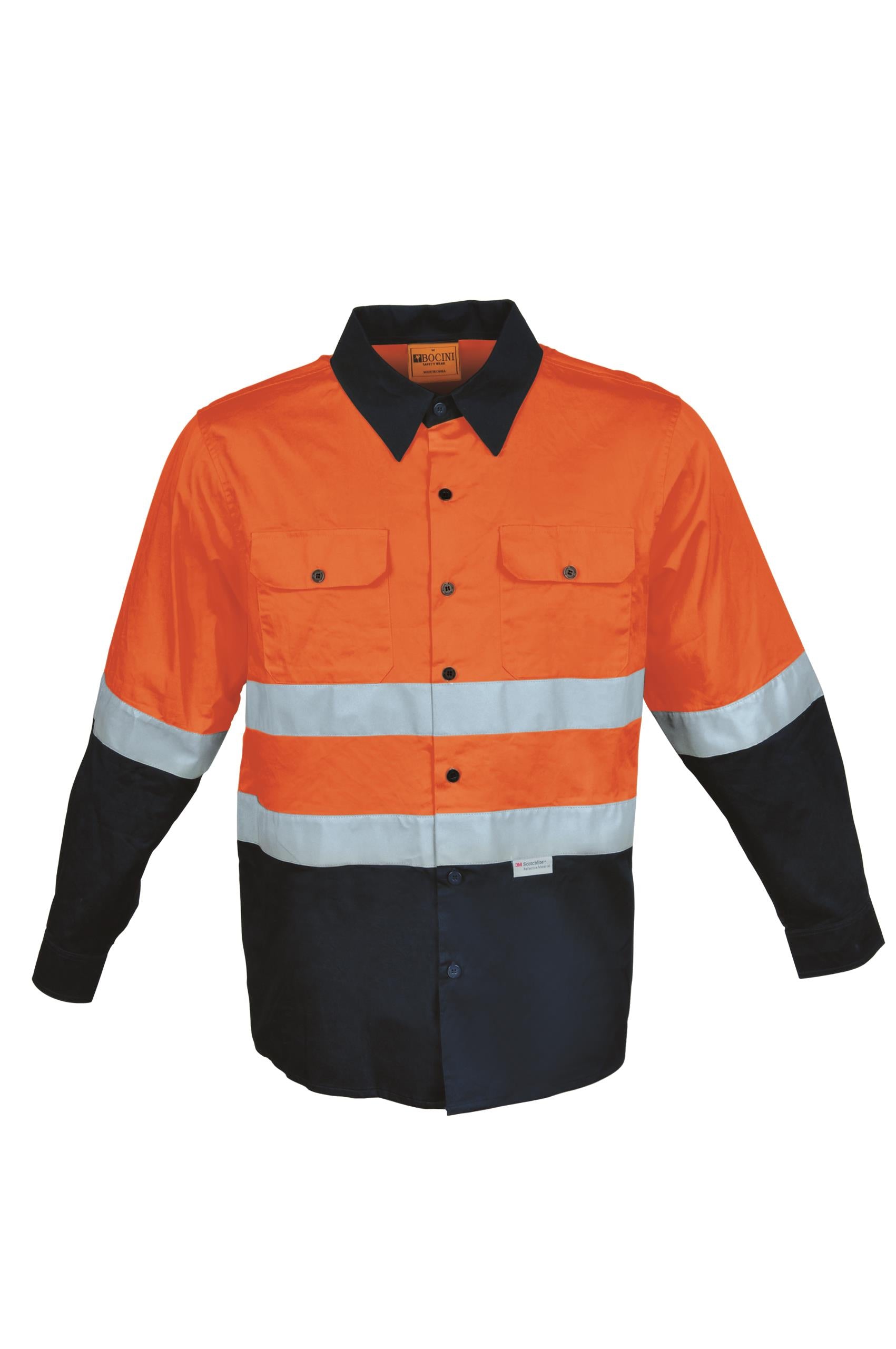 Unisex Adults Hi-Vis L/S Cotton Drill Shirt With Reflective Tape