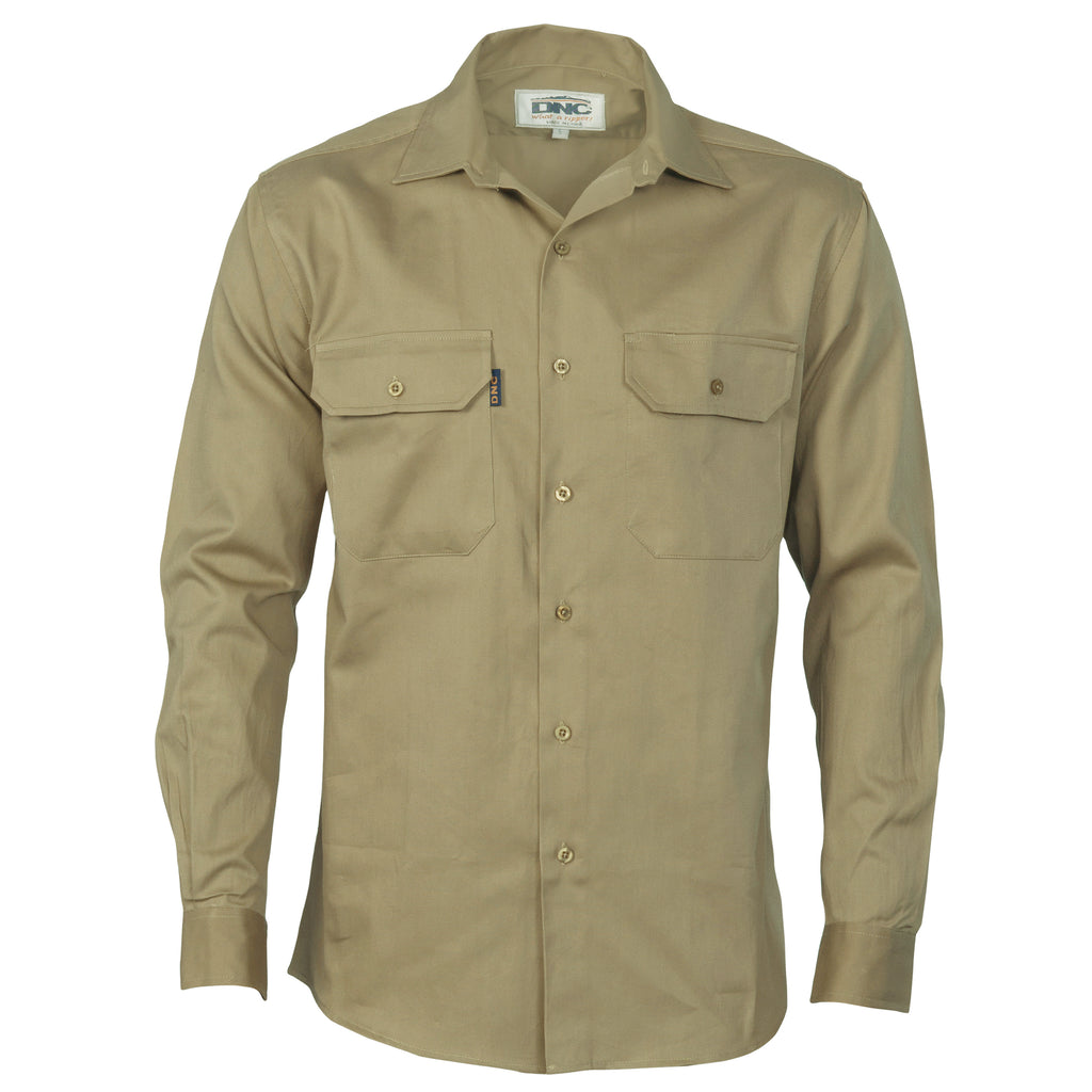 Cotton Drill Work Shirt - Long Sleeve | 3202
