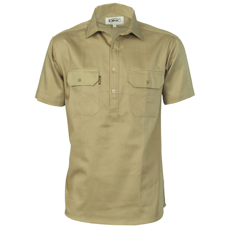 Cotton Drill Close Front Work Shirt - Short Sleeve | 3203