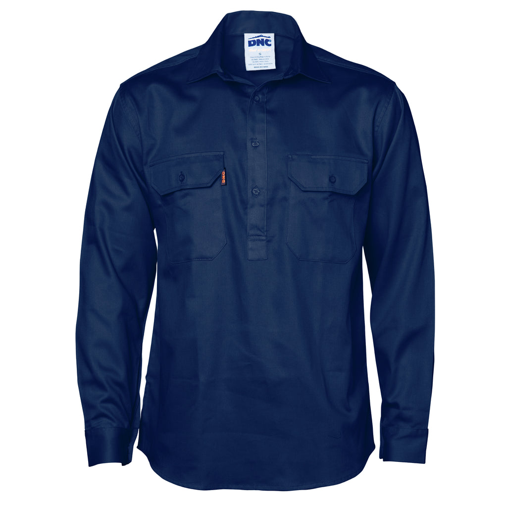 Close Front Cotton Drill Shirt - Long Sleeve | 3204