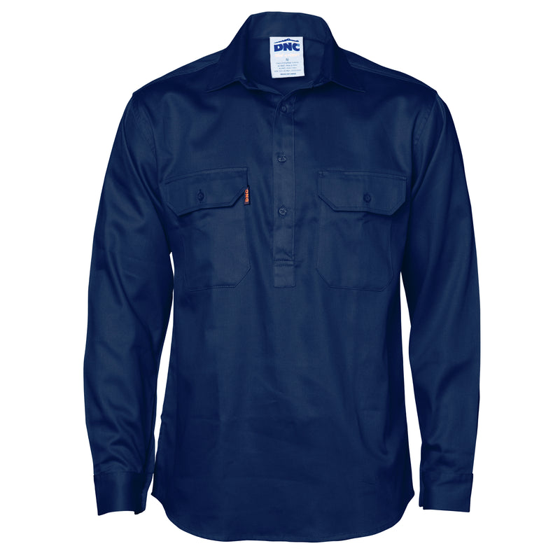 Close Front Cotton Drill Shirt - Long Sleeve | 3204