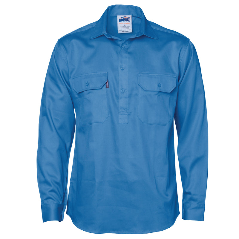 Close Front Cotton Drill Shirt - Long Sleeve | 3204