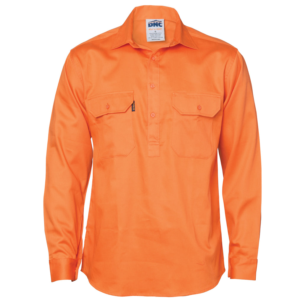 Close Front Cotton Drill Shirt - Long Sleeve | 3204