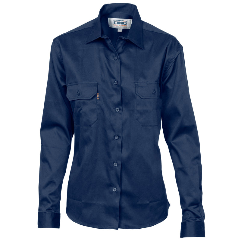 Ladies Cotton Drill Work Shirt - Long Sleeve | 3232