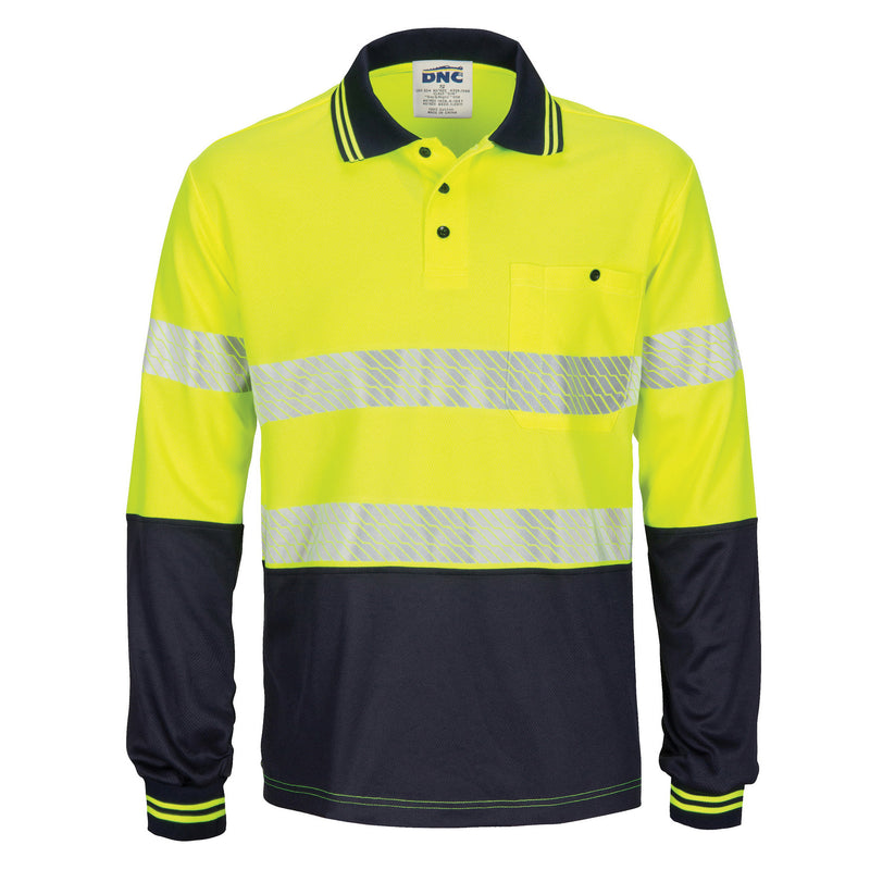 Hi-Vis Segment Taped Mircomesh Polo - Long Sleeve | 3513