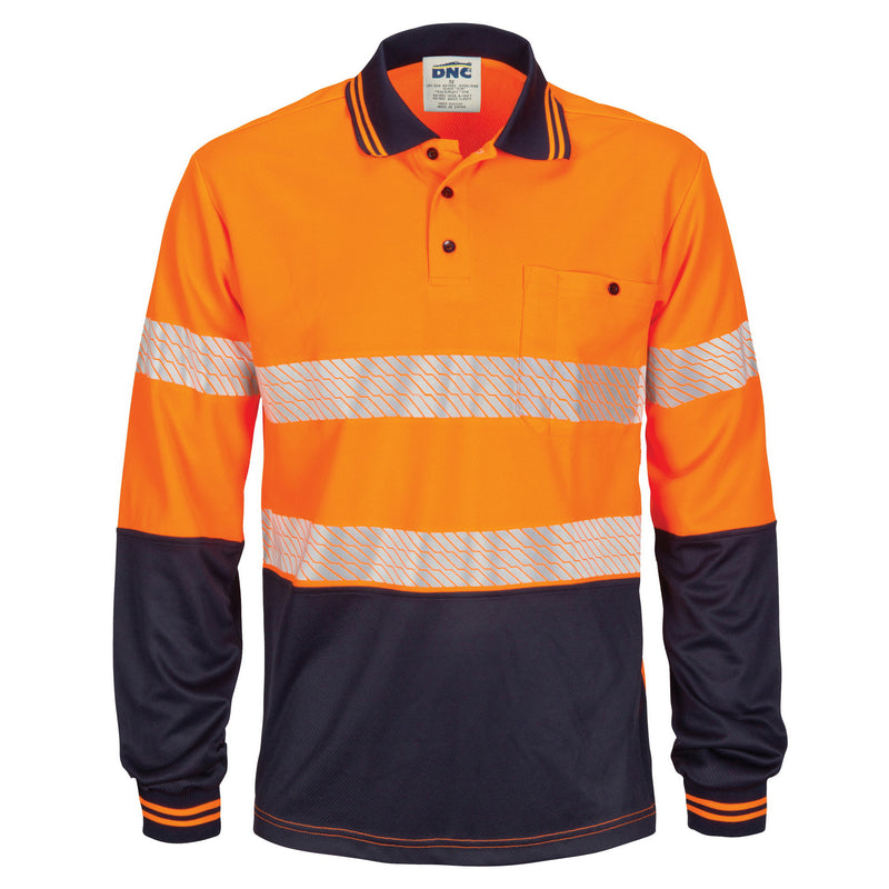 Hi-Vis Segment Taped Mircomesh Polo - Long Sleeve | 3513