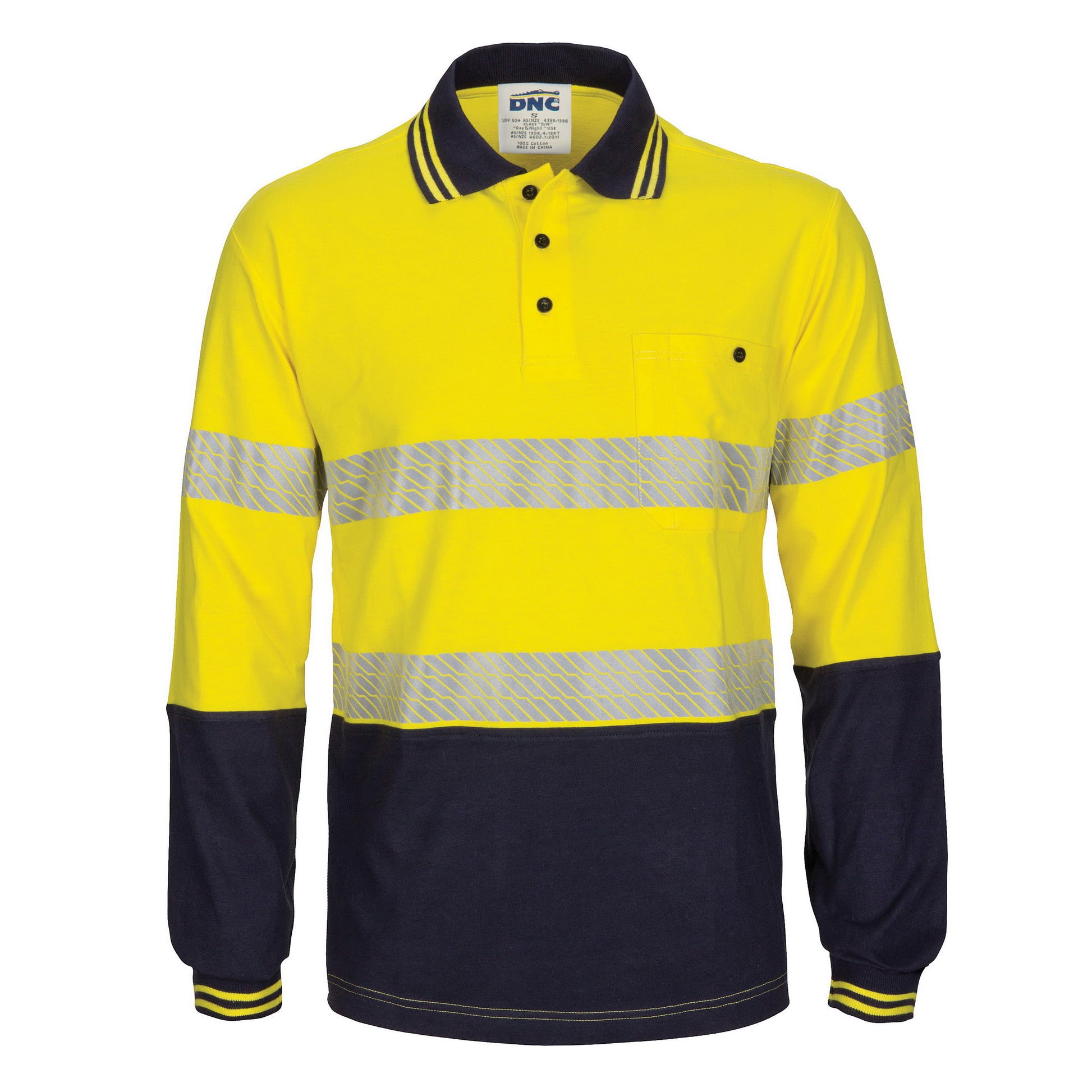 Hi-Vis Segment Tape Cotton Jersey Polo - Long Sleeve | 3516