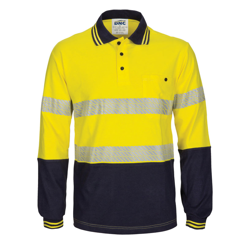 Hi-Vis Segment Tape Cotton Jersey Polo - Long Sleeve | 3516