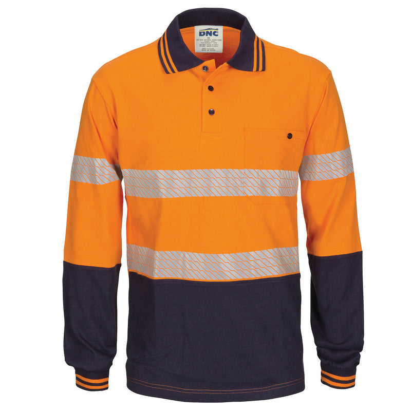 Hi-Vis Segment Tape Cotton Jersey Polo - Long Sleeve | 3516
