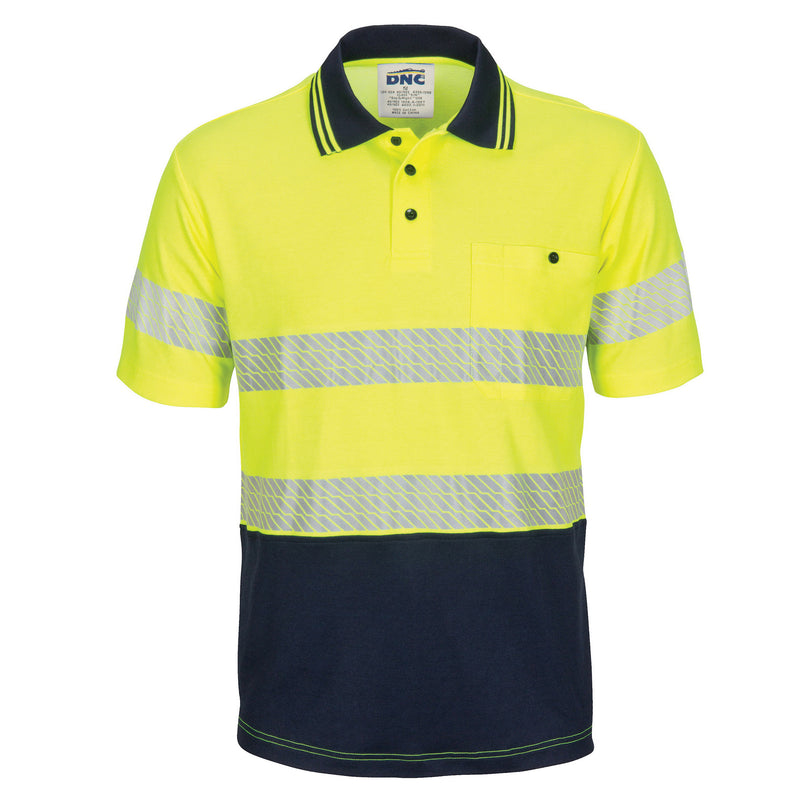 Hi-Vis Segment Taped Cotton Backed Polo - Short Sleeve | 3517