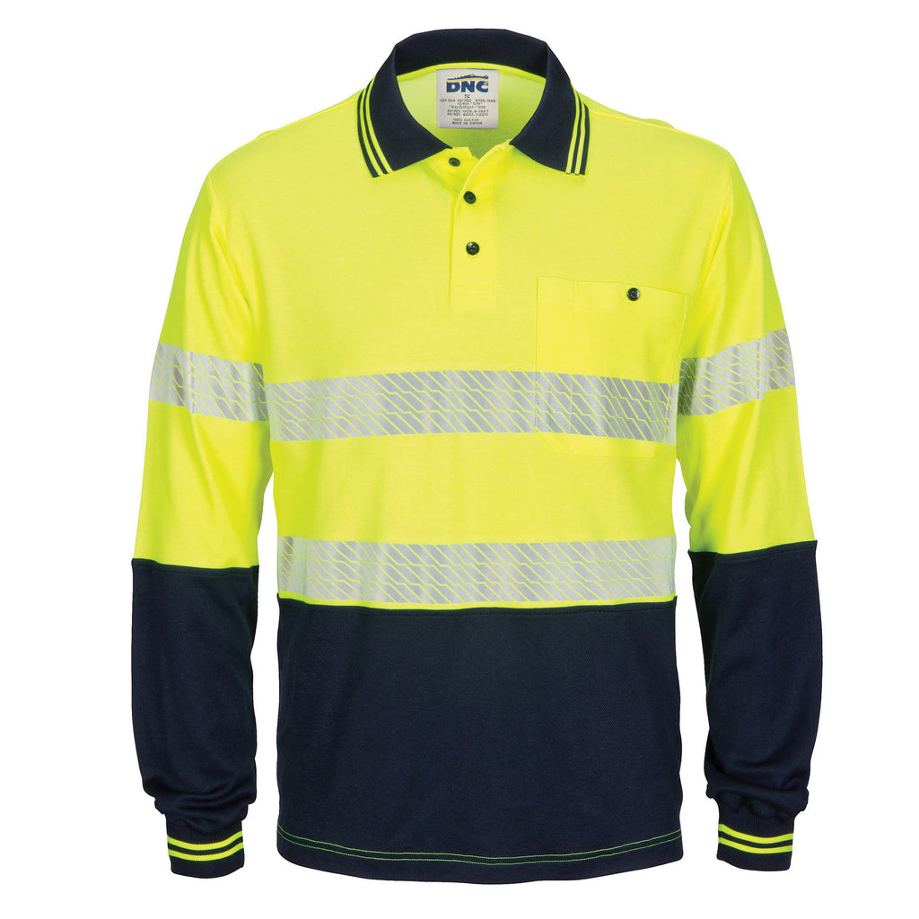 Hi-Vis Segment Taped Cotton Backed Polo - Long Sleeve | 3518
