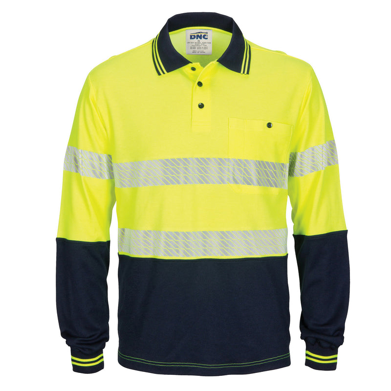 Hi-Vis Segment Taped Cotton Backed Polo - Long Sleeve | 3518