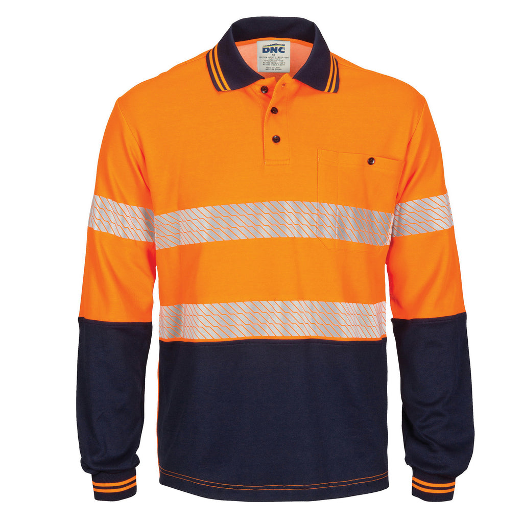 Hi-Vis Segment Taped Cotton Backed Polo - Long Sleeve | 3518