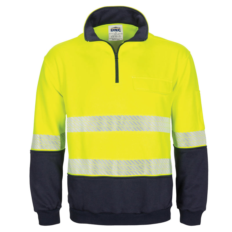 Hi-Vis Segment Taped 1/2 Zip Fleecy Windcheater | 3529