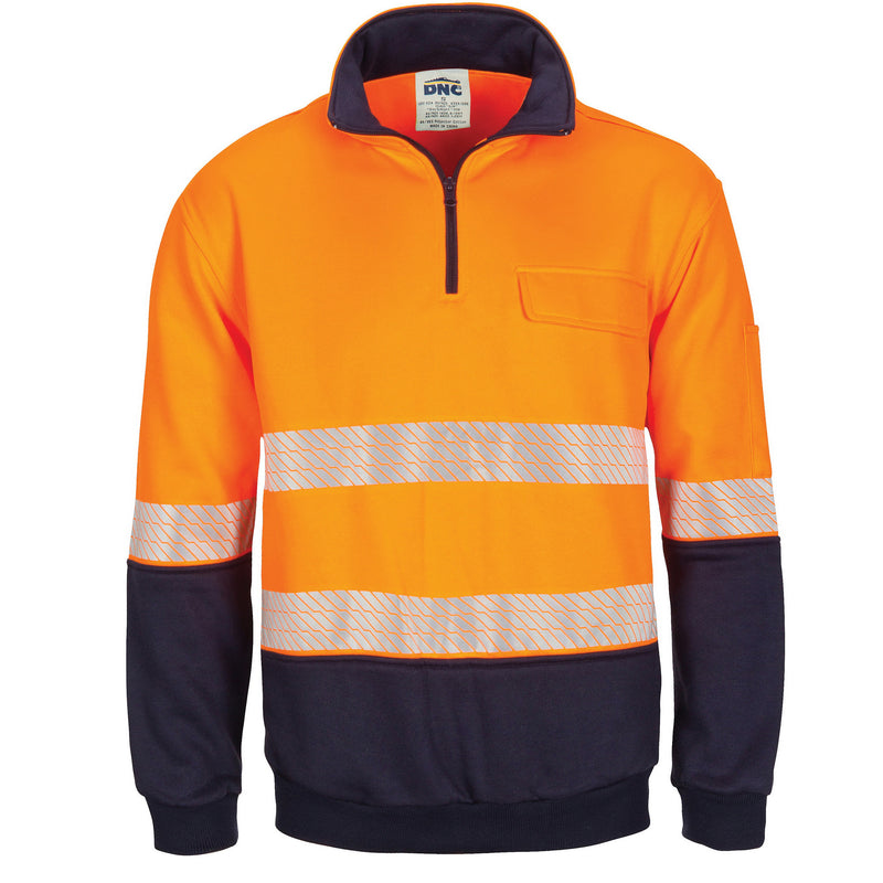 Hi-Vis Segment Taped 1/2 Zip Fleecy Windcheater | 3529