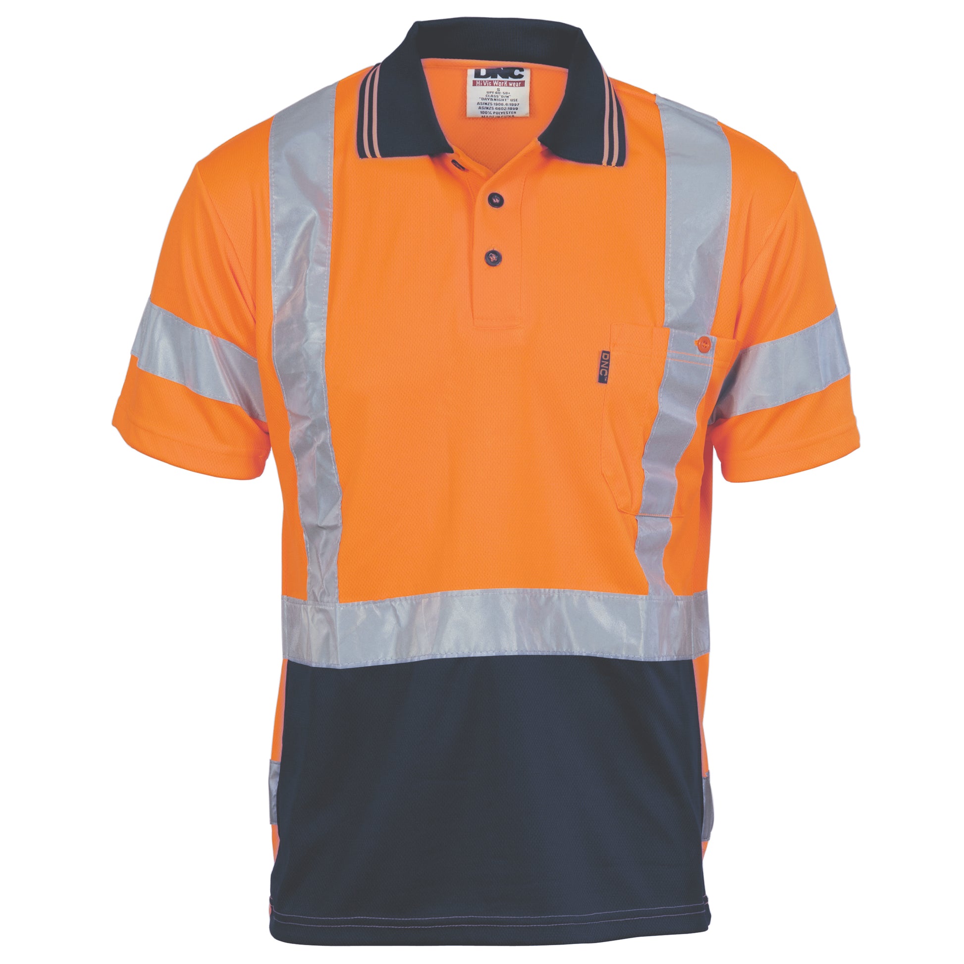Hi-Vis D/N Cool Breathe Polo Shirt With Cross Back R/Tape - Short Sleeve | 3712
