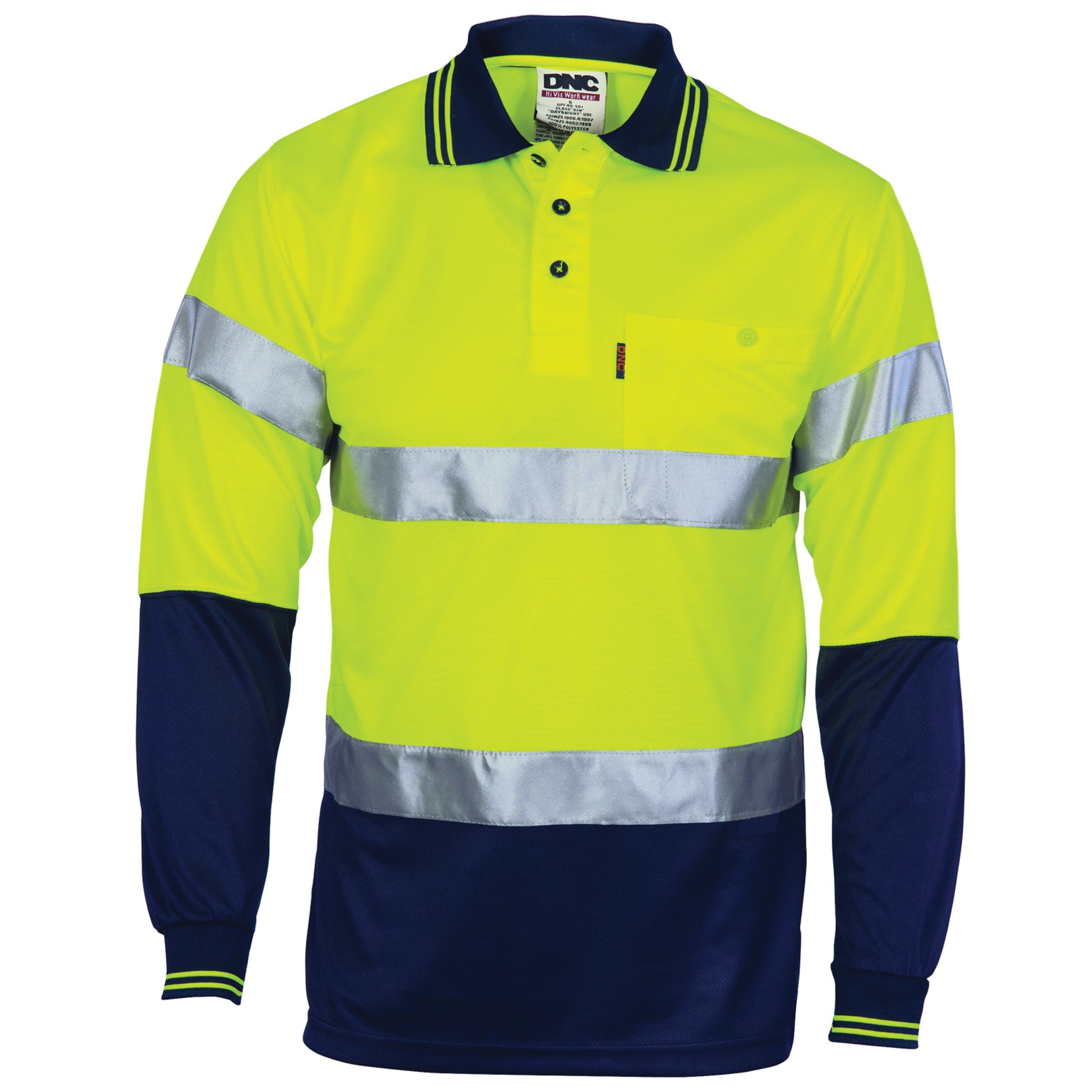 Hi-Vis D/N Cool Breathe Polo Shirt With CSR R/Tape - Long Sleeve | 3716