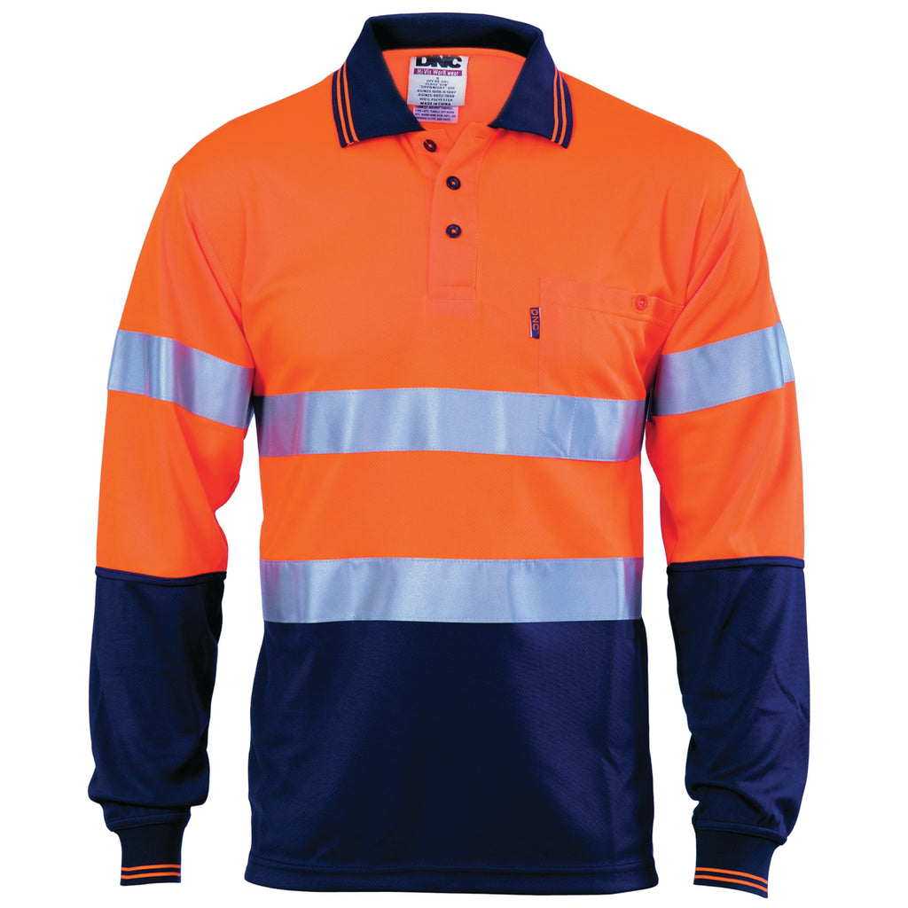 Hi-Vis D/N Cool Breathe Polo Shirt With CSR R/Tape - Long Sleeve | 3716