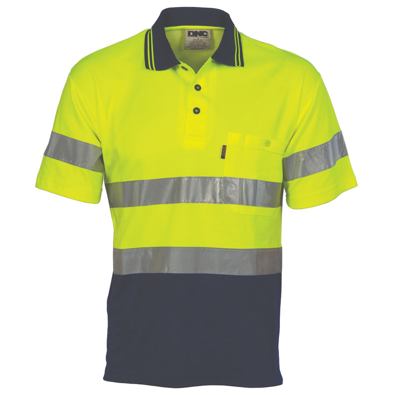 Hi Vis Two Tone Cotton Back Polos With Generic R.Tape - Short Sleeve | 3717