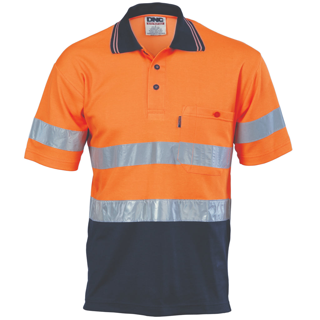 Hi Vis Two Tone Cotton Back Polos With Generic R.Tape - Short Sleeve | 3717
