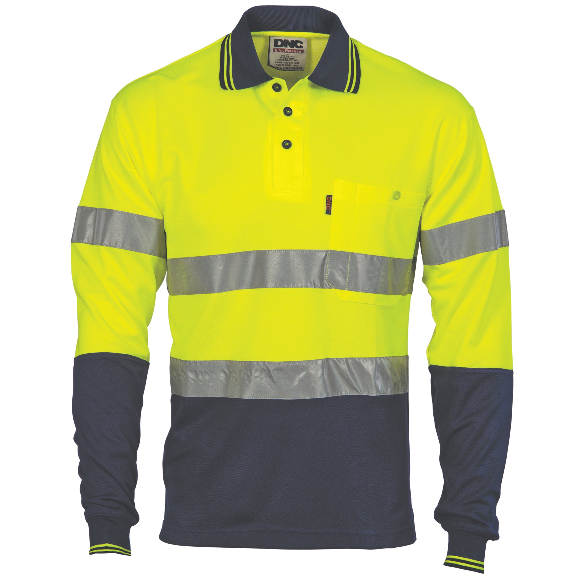 Hi Vis Two Tone Cotton Back Polos With Generic R.Tape - L/S | 3718