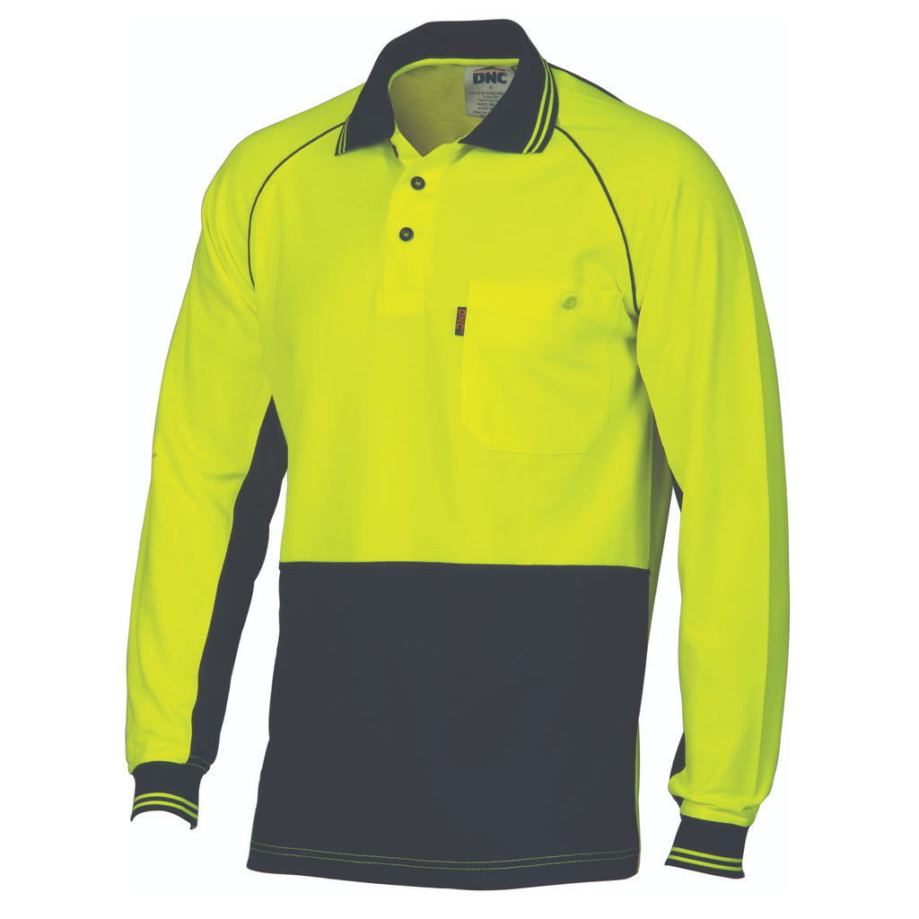 Hi-Vis Cotton Backed Cool-Breeze Contrast Polo - Long Sleeve | 3720